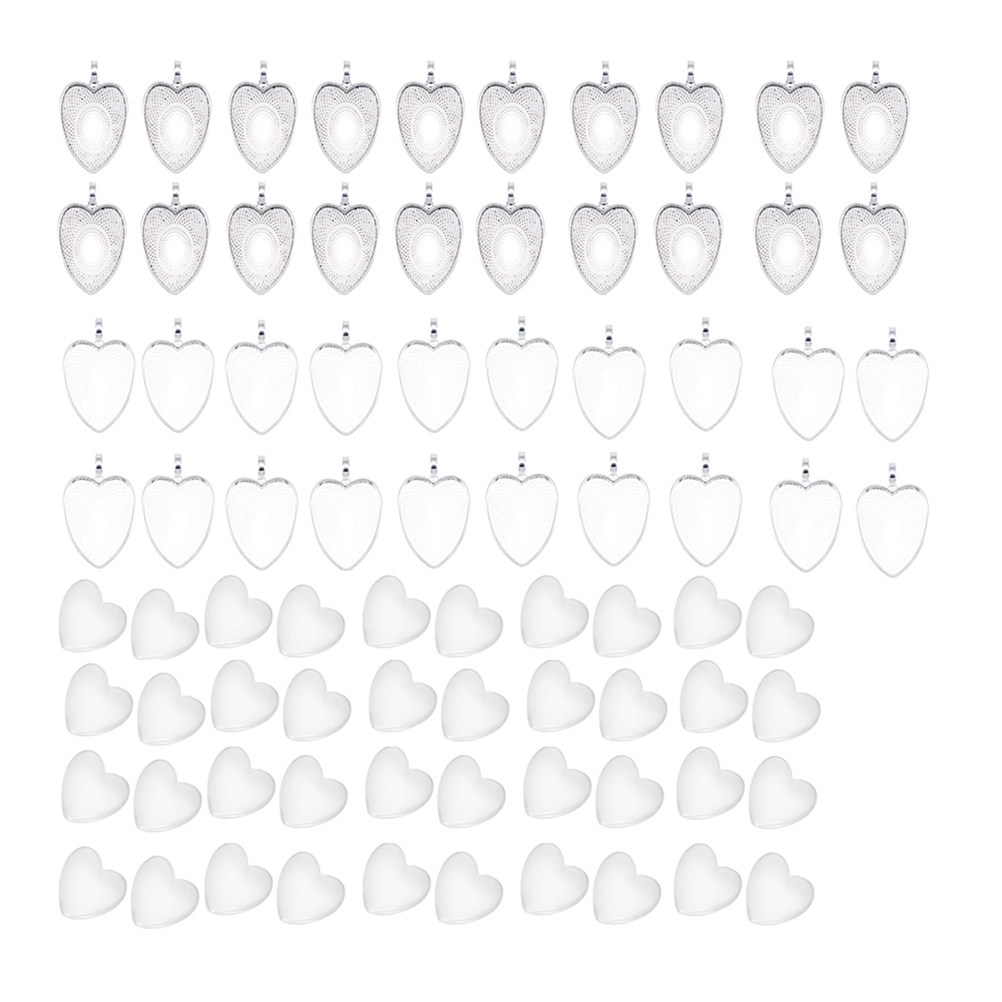80Pcs Heart Pendant Trays Silv - đánh giá và giá Jewelry Making With Resin