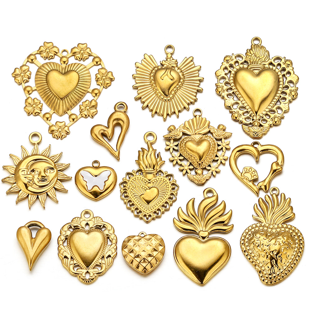 5pcs Stainless Steel Heart Sun - đánh giá và giá Jewelry Making Materials Wholesale