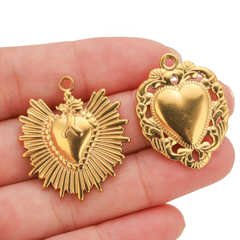 5pcs Stainless Steel Heart Sun - đánh giá và giá Jewelry Making Materials Wholesale