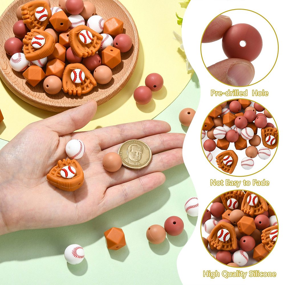 45pcs Baseball Silicone Beads  - đánh giá và giá Jewelry Making Gloves