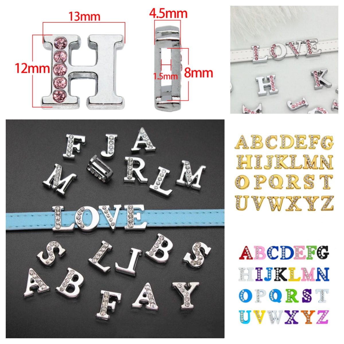 50PC/lot Hole 8MM Slide Letter - đánh giá và giá Crystal Bead Mix